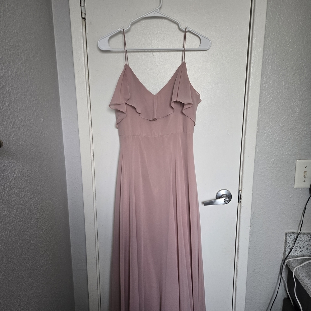 Jenny Yoo Mila Gown Woodrose Pink Chiffon Bridesmaid Dress Size 4 Convertible - Picture 3 of 11
